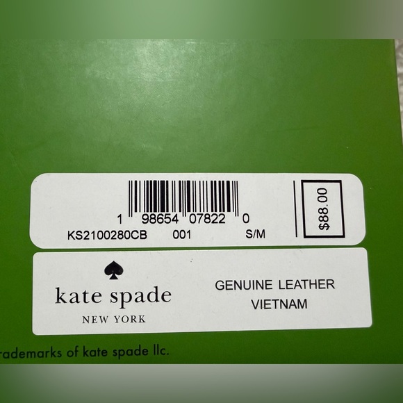 NEW Kate Spade Genuine Leather Rev. Black/White Belt Crystal Studded Spade S/M - Picture 3 of 4